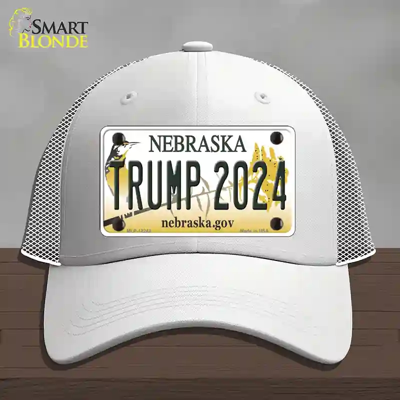 HAT19-MLP-12242 Trump 2024 Nebraska Novelty License Plate Hat, Mesh - White