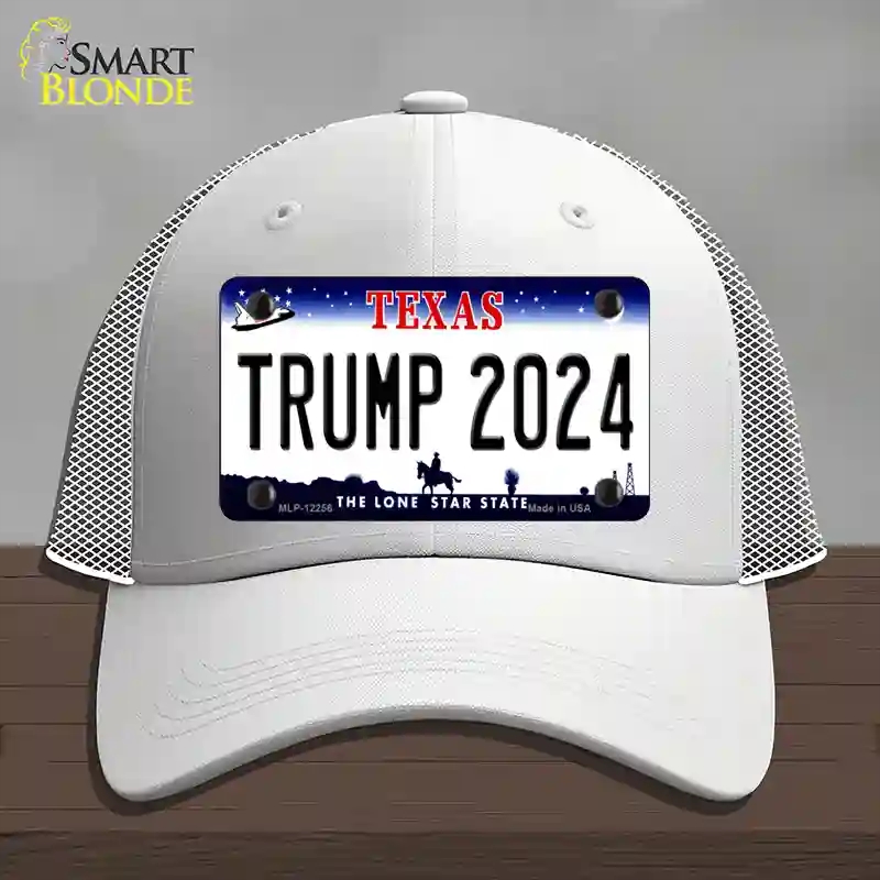 HAT19-MLP-12256 Trump 2024 Texas Novelty License Plate Hat, Mesh - White