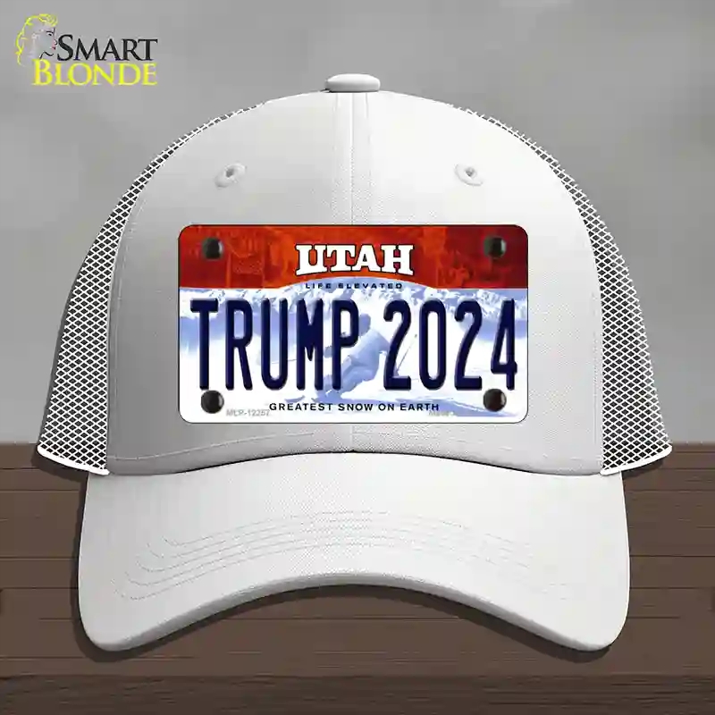 HAT19-MLP-12257 Trump 2024 Utah Novelty License Plate Hat, Mesh - White