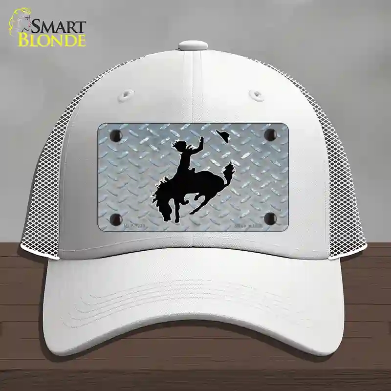 HAT19-MLP-1230 Bucking Bronco Novelty License Plate Hat, Mesh - White