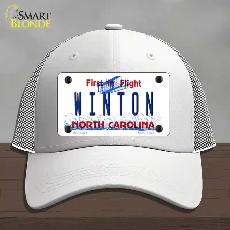 HAT19-MLP-12304 North Carolina Winton Novelty License Plate Hat, Mesh - White