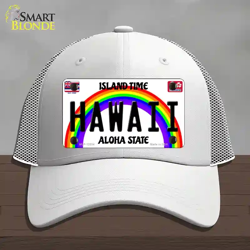 HAT19-MLP-12534 Hawaii Novelty License Plate Hat, Mesh - White