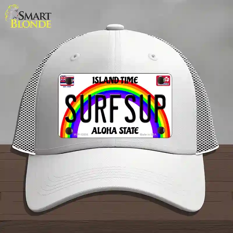 HAT19-MLP-12535 Surfsup Hawaii Novelty License Plate Hat, Mesh - White