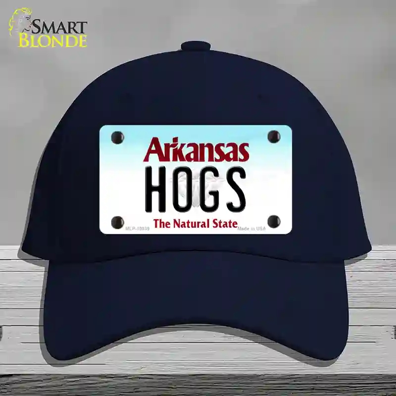 HAT20-MLP-10039 Hogs Arkansas Novelty License Plate Hat, Cotton - Navy