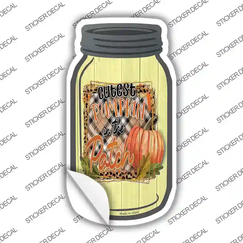 MJ-882s-L Cutest Pumpkin in Patch Novelty Mason Jar Sticker Decal, Large