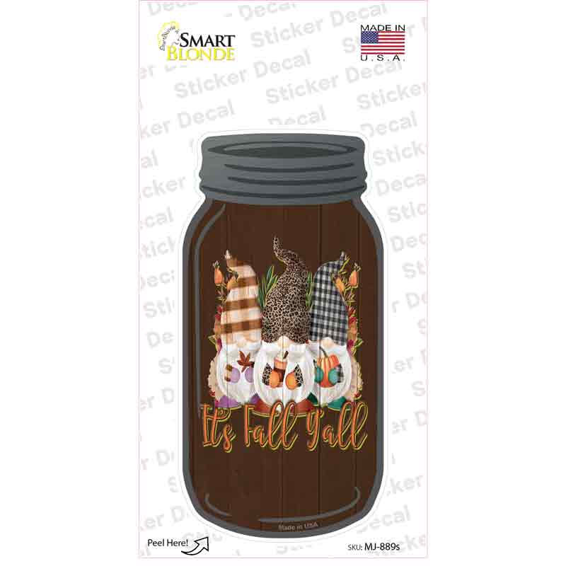 MJ-889s-M Its Fall Yall Brown Novelty Mason Jar Sticker Decal, Medium