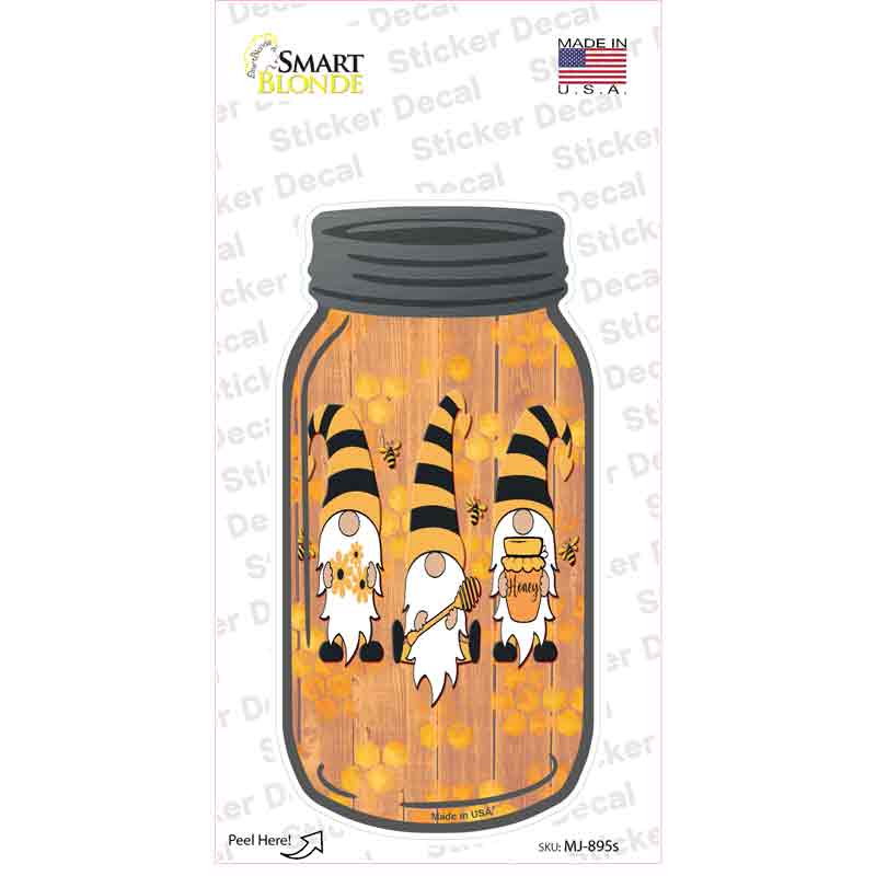 MJ-895s-M Three Honey Gnomes Novelty Mason Jar Sticker Decal, Medium