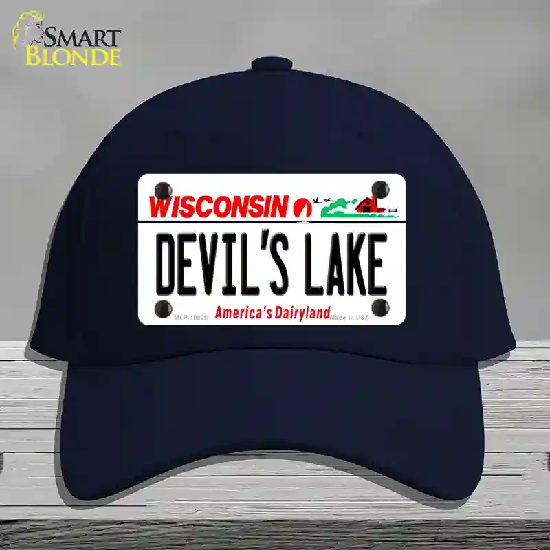 HAT20-MLP-10625 Devils Lake Wisconsin Novelty License Plate Hat, Cotton - Navy