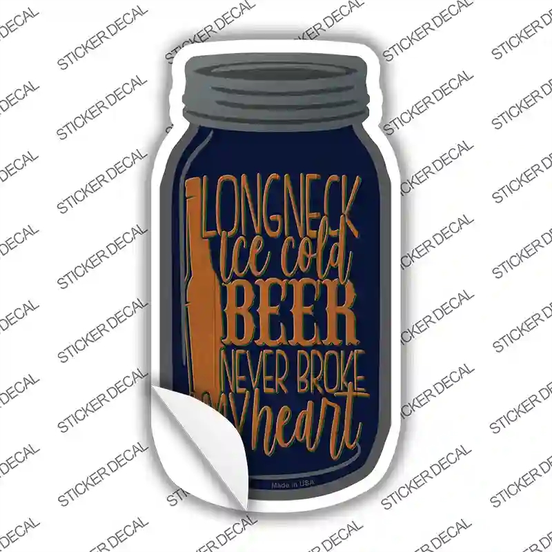 MJ-681s-S Longneck Ice Cold Beer Novelty Mason Jar Sticker Decal, Small