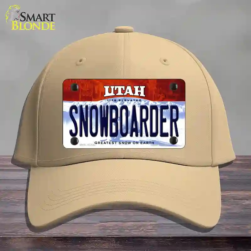 HAT22-MLP-10226 Snowboarder Utah Novelty License Plate Hat, Cotton - Khaki