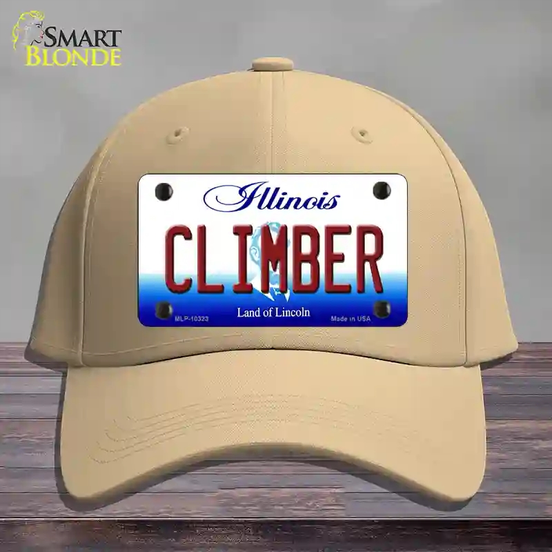 HAT22-MLP-10323 Climber Illinois Novelty License Plate Hat, Cotton - Khaki