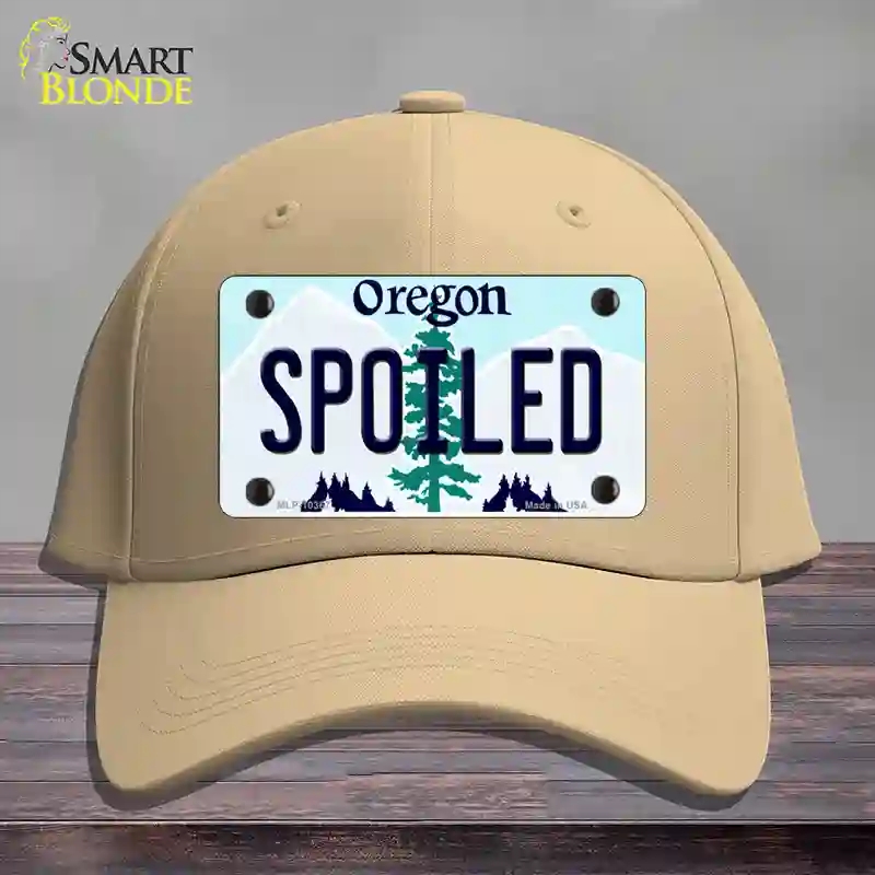 HAT22-MLP-10367 Spoiled Oregon Novelty License Plate Hat, Cotton - Khaki