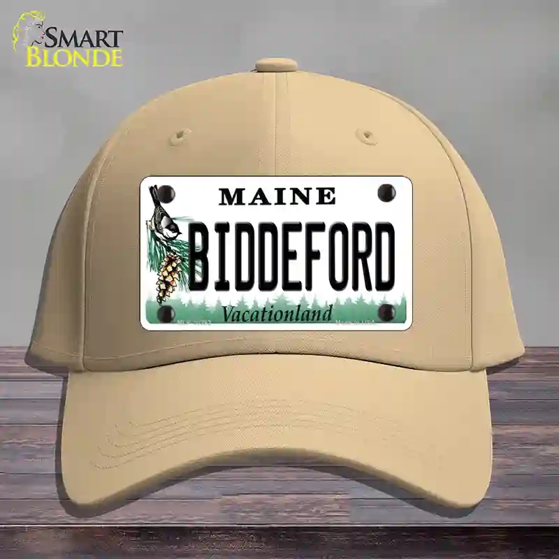 HAT22-MLP-10392 Biddeford Maine Novelty License Plate Hat, Cotton - Khaki
