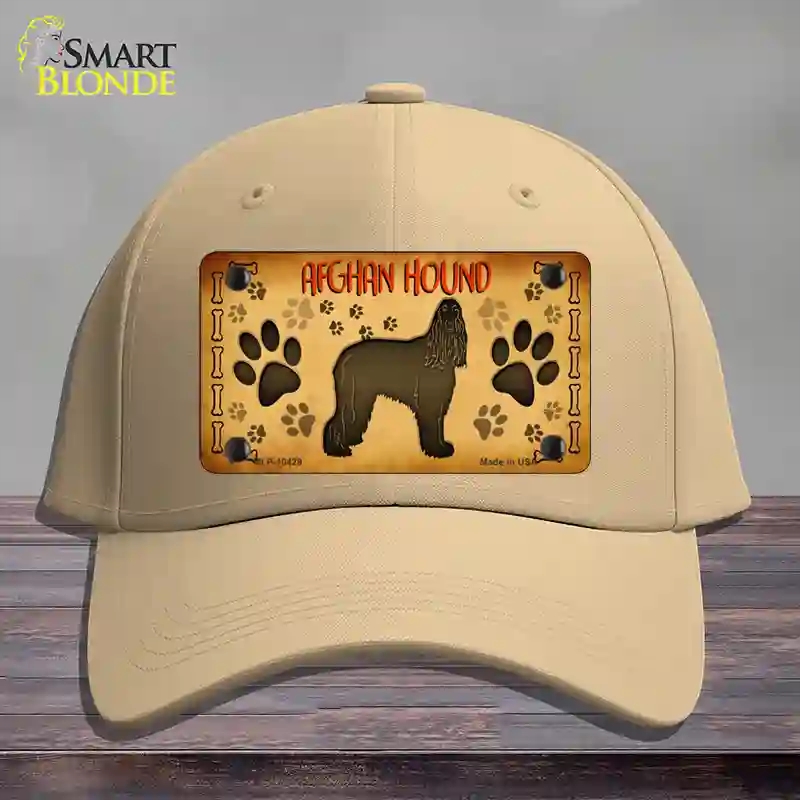 HAT22-MLP-10429 Afghan Hound Novelty License Plate Hat, Cotton - Khaki