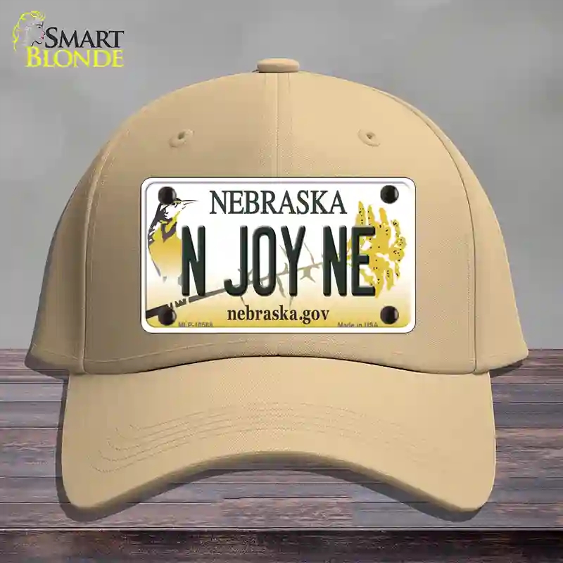 HAT22-MLP-10568 N Joy NE Nebraska Novelty License Plate Hat, Cotton - Khaki