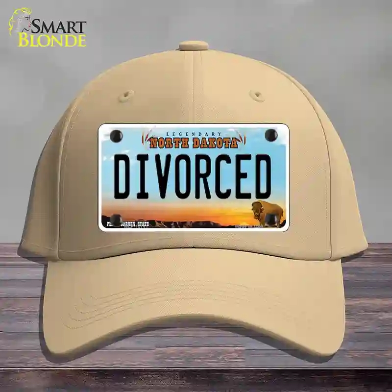 HAT22-MLP-10741 Divorced North Dakota Novelty License Plate Hat, Cotton - Khaki