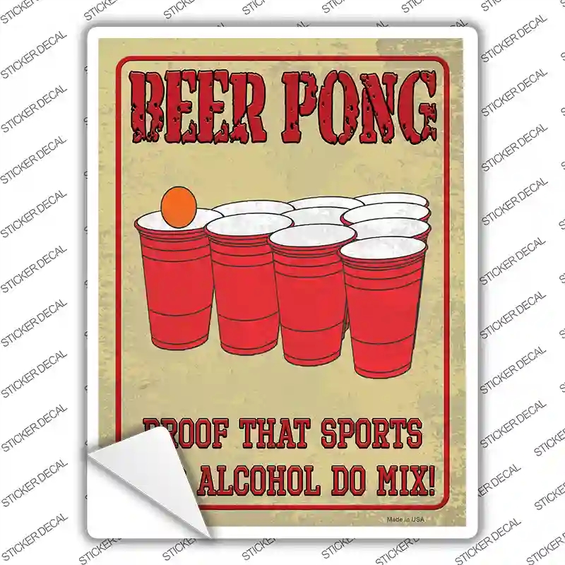 P-4220s-L Proof Sports & Alcohol Mix Novelty Rectangle Sticker Decal, Large