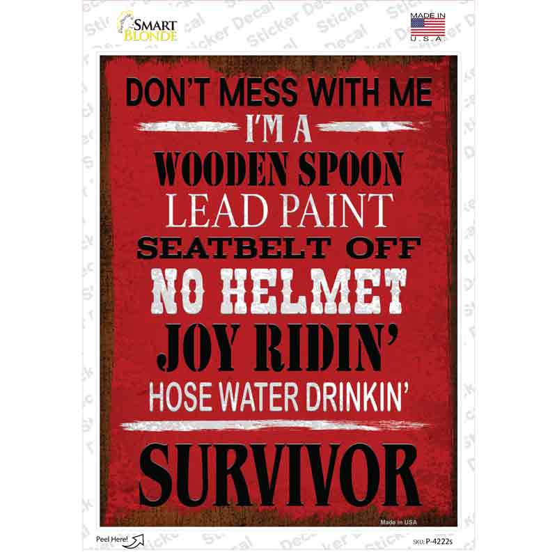 P-4222s-M Hose Water Drinking Survivor Novelty Rectangle Sticker Decal, Medium