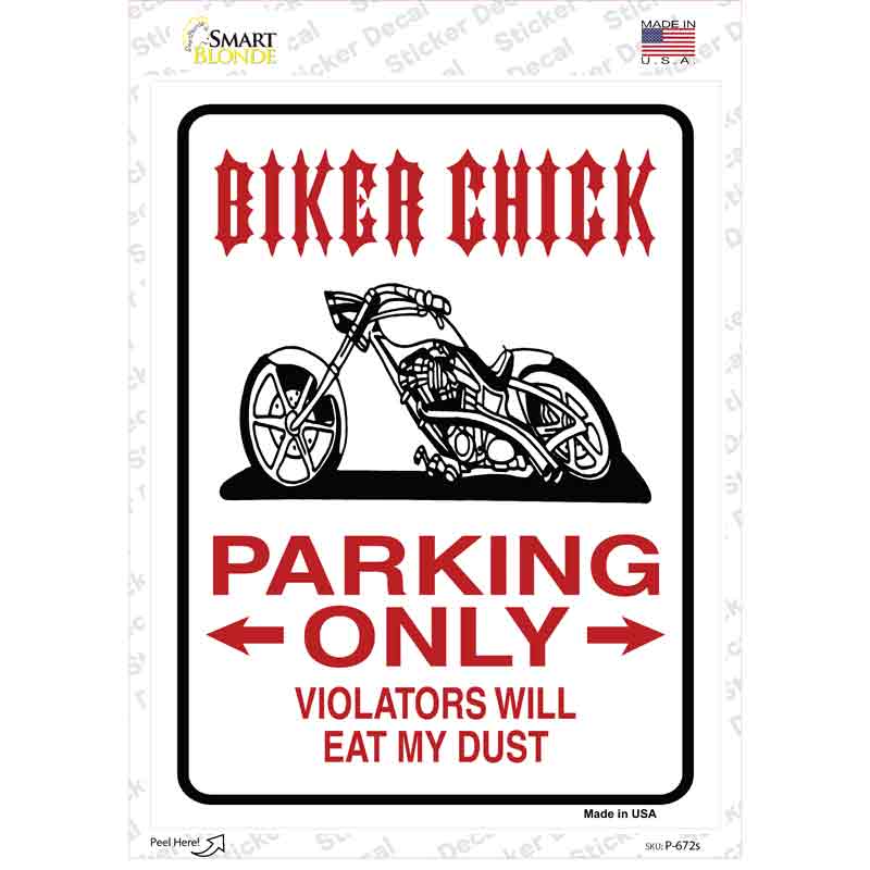 P-672s-M Biker Chick Only Novelty Rectangle Sticker Decal, Medium