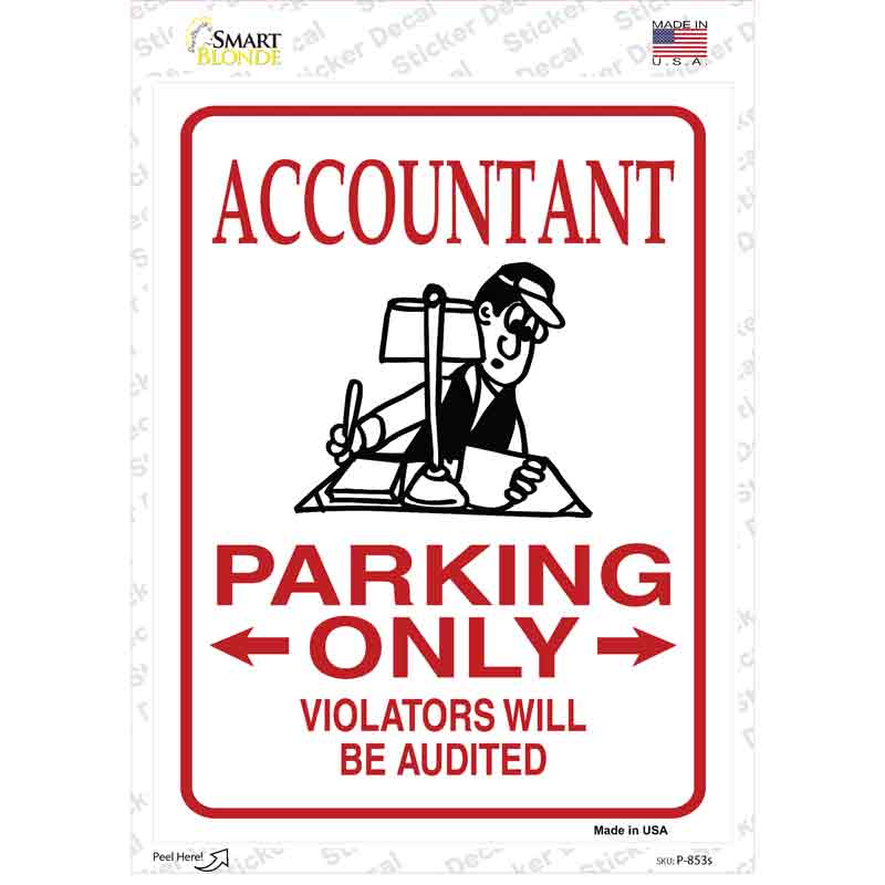 P-853s-M Accountant Parking Audited Novelty Rectangular Sticker Decal, Medium