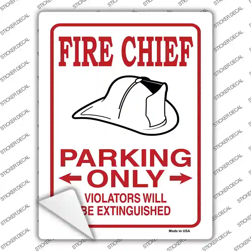 P-862s-S Fire Chief Parking Extinguished Novelty Rectangular Sticker Decal, Small