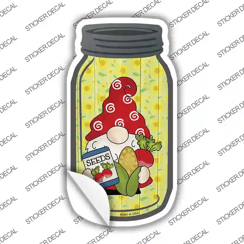 MJ-729s-L Gnome with Corn & Beets Novelty Mason Jar Sticker Decal, Large
