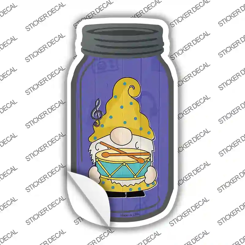 MJ-757s-L Gnome with Drums Novelty Mason Jar Sticker Decal, Large