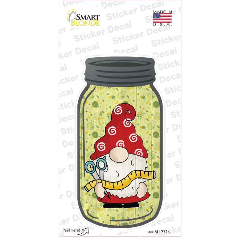 MJ-771s-M Gnome with Ruler Novelty Mason Jar Sticker Decal, Medium