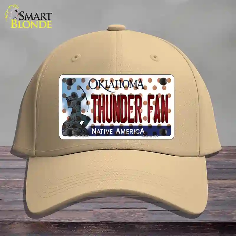 HAT22-MLP-10868 Thunder Fan Oklahoma Novelty License Plate Hat, Cotton - Khaki