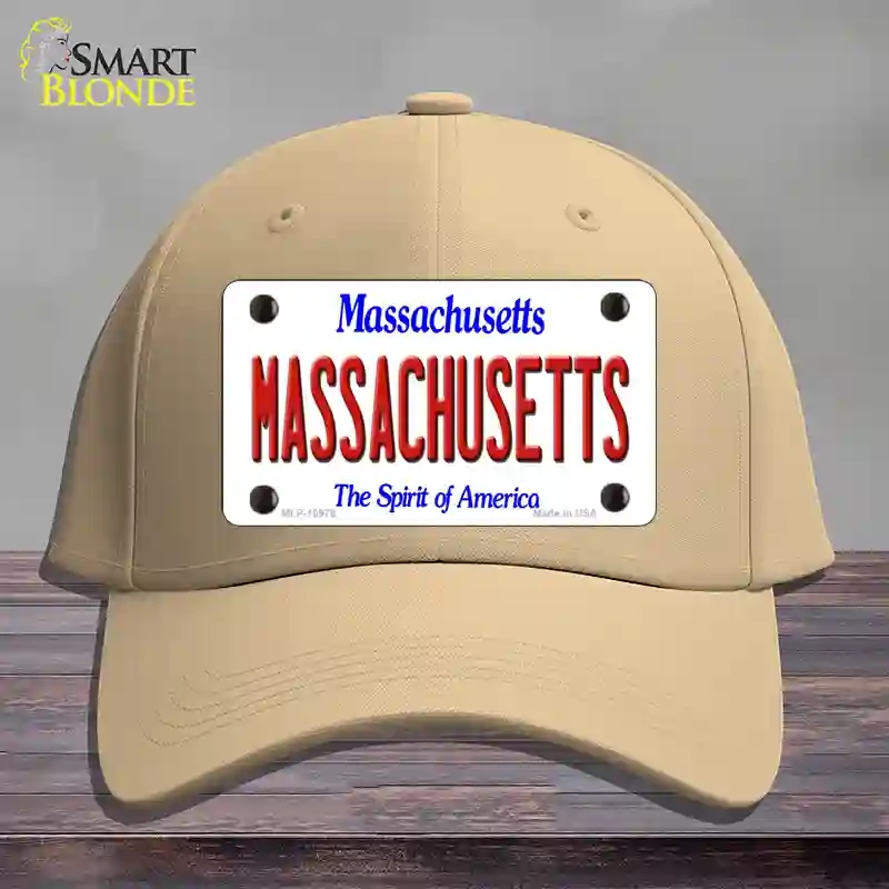HAT22-MLP-10978 Massachusetts State Novelty License Plate Hat, Cotton - Khaki