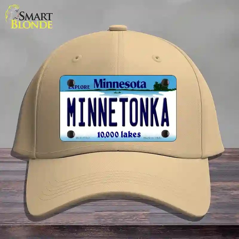 HAT22-MLP-11041 Minnetonka Minnesota State Novelty License Plate Hat, Cotton - Khaki