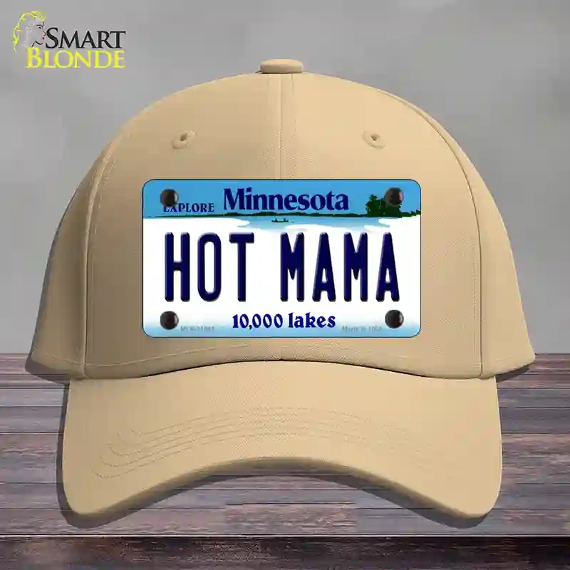 HAT22-MLP-11061 Hot Mama Minnesota State Novelty License Plate Hat, Cotton - Khaki