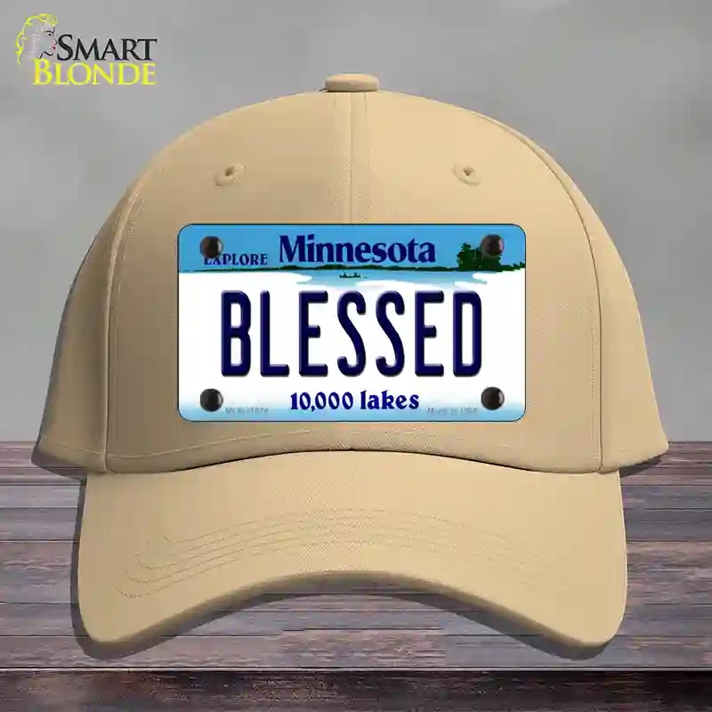 HAT22-MLP-11074 Blessed Minnesota State Novelty License Plate Hat, Cotton - Khaki