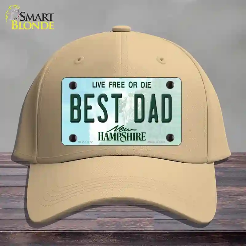 HAT22-MLP-11177 Best Dad   Hampshire State Novelty License Plate Hat, Cotton - Khaki