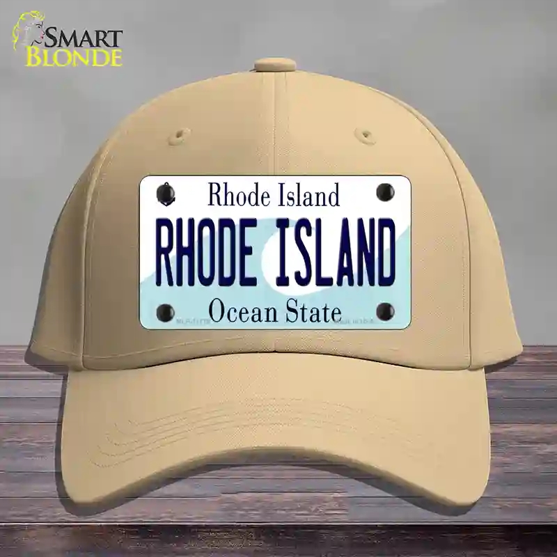 HAT22-MLP-11179 Rhode Island State Novelty License Plate Hat, Cotton - Khaki