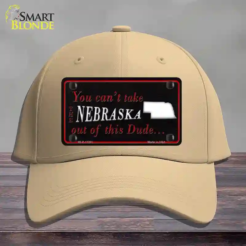 HAT22-MLP-11281 Nebraska Dude Novelty License Plate Hat, Cotton - Khaki