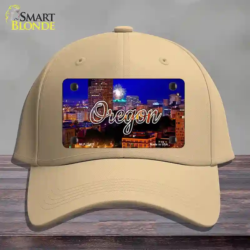 HAT22-MLP-11625 Oregon Firework City Lights State Novelty License Plate Hat, Cotton - Khaki