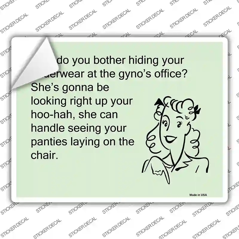 P-894s-L Why Do You Bother Hiding Your Underwear Novelty Rectangle Sticker Decal, Large