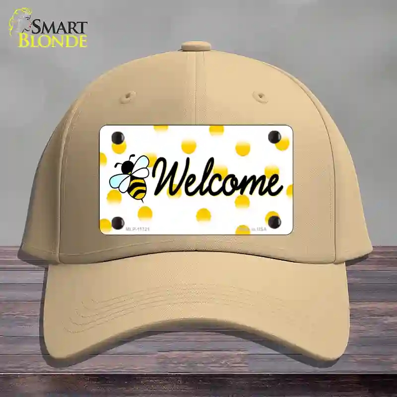 HAT22-MLP-11721 Welcome Bee Novelty License Plate Hat, Cotton - Khaki