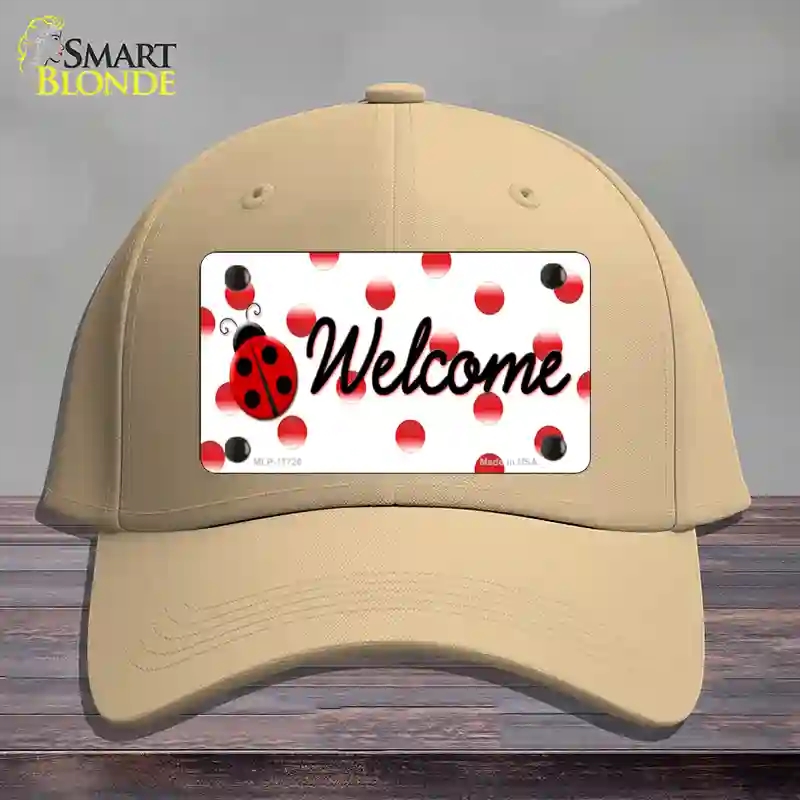 HAT22-MLP-11726 Welcome Ladybug Novelty License Plate Hat, Cotton - Khaki
