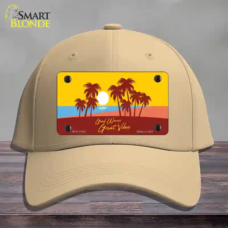 HAT22-MLP-11902 Good Waves Great Novelty License Plate Hat, Cotton - Khaki