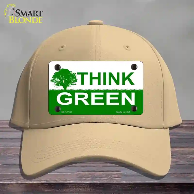 HAT22-MLP-1192 Think Green Novelty License Plate Hat, Cotton - Khaki