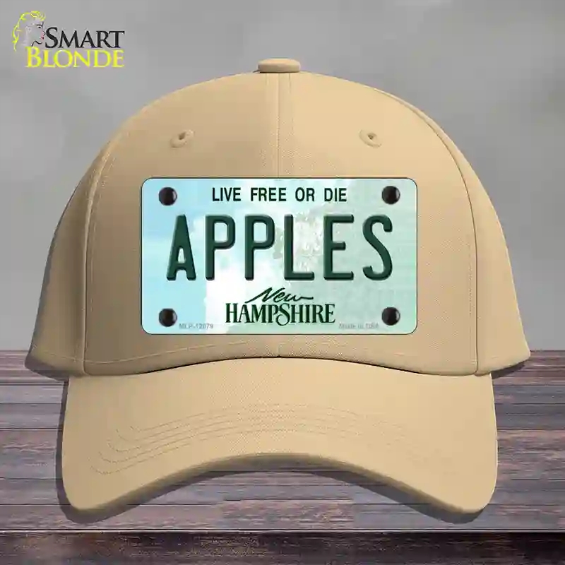 HAT22-MLP-12079 Apples   Hampshire State Novelty License Plate Hat, Cotton - Khaki