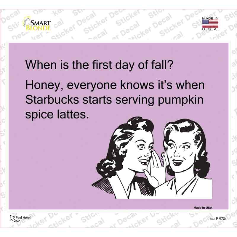 P-970s-M First Day of Fall Novelty Rectangle Sticker Decal, Medium