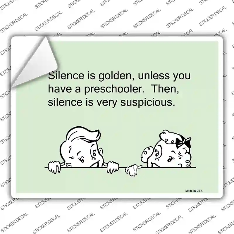 P-982s-XL Silence is Golden Novelty Rectangle Sticker Decal, Extra Large