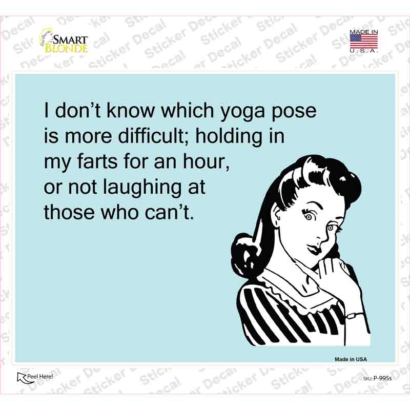 P-995s-M Which Yoga Pose More Difficult Novelty Rectangle Sticker Decal, Medium