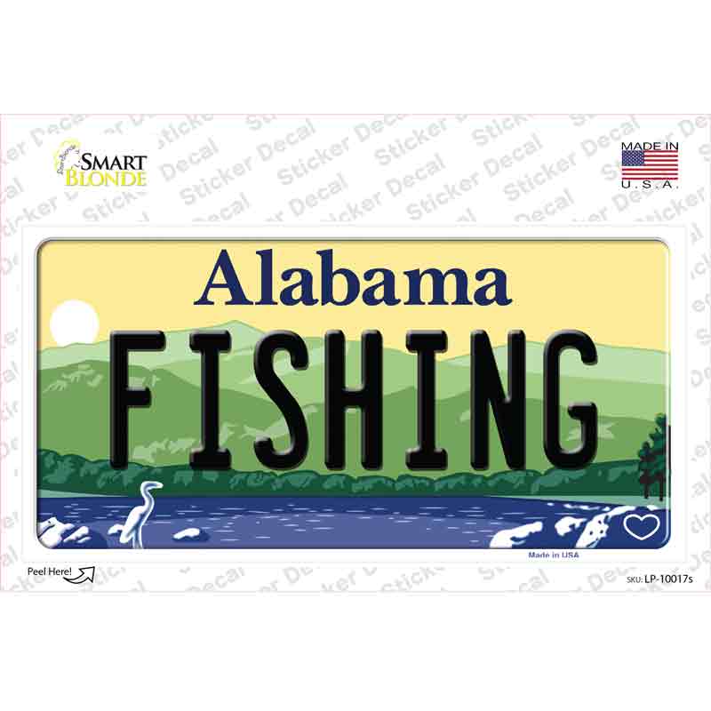 LP-10017s-M Fishing Alabama Novelty Sticker Decal, Medium