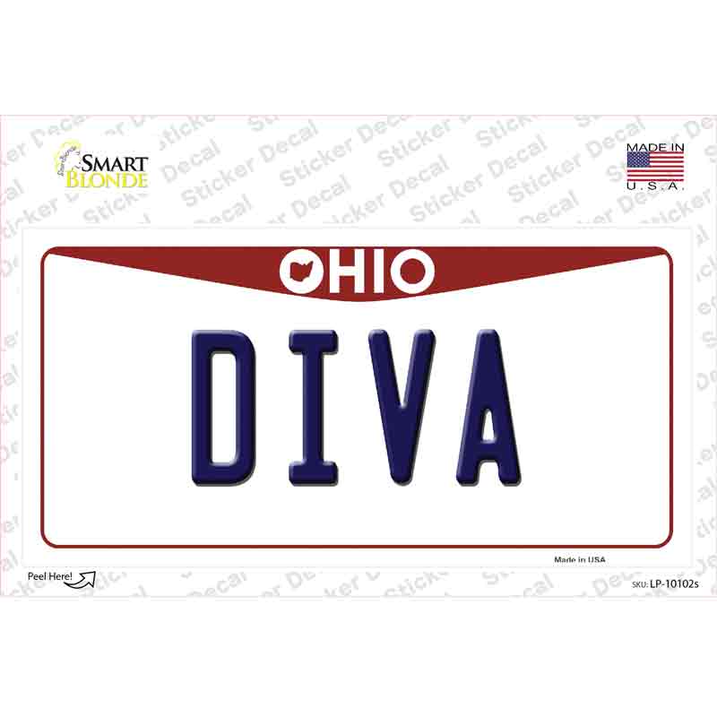 LP-10102s-M Diva Ohio Novelty Sticker Decal, Medium