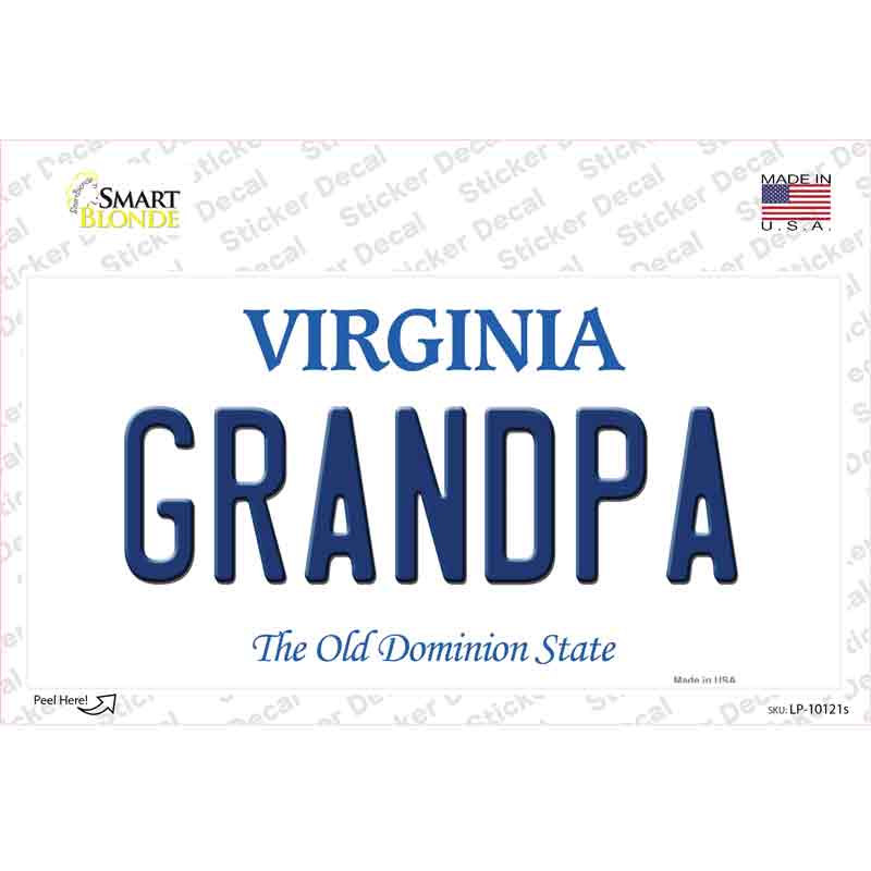 LP-10121s-M Grandpa Virginia Novelty Sticker Decal, Medium