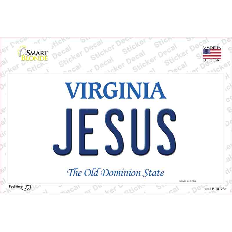 LP-10128s-M Jesus Virginia Novelty Sticker Decal, Medium